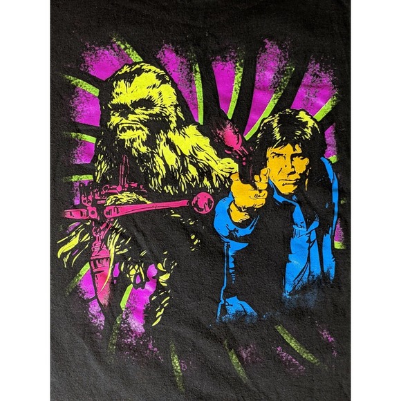 Official Star Wars Chewbacca & Han Solo Trippy TShirt Size MEDIUM Pop Art Lucas - Picture 1 of 11